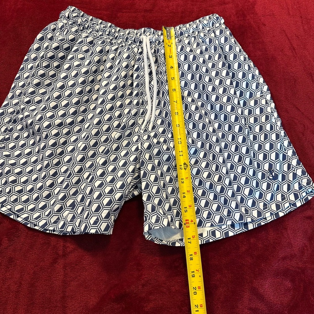 Retromarine New York Mens XL Swim Trunks Navy White Geometric Honeycomb Anchor - Picture 3 of 10